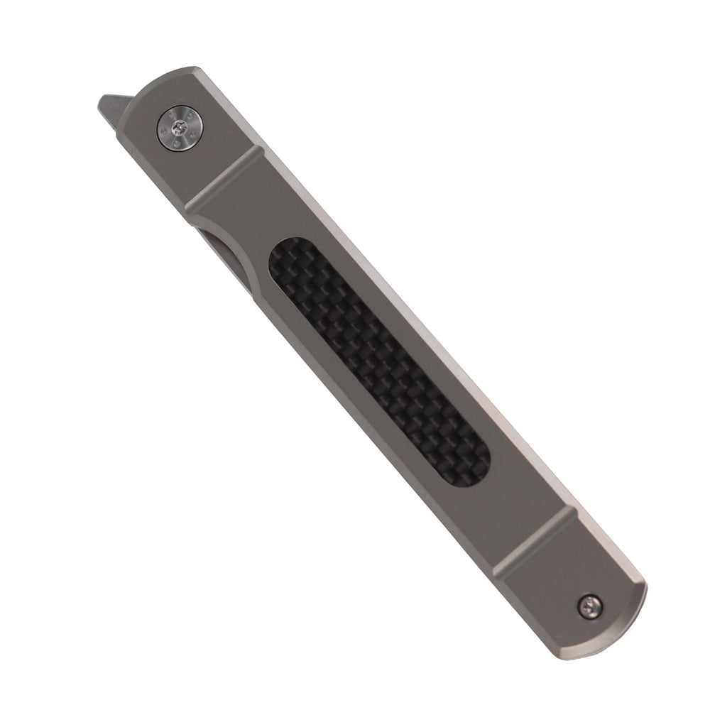 Navaja plegable EDC para acampar al aire libre con mango de aleación de titanio y fibra de carbono MASALONG kni205 D2