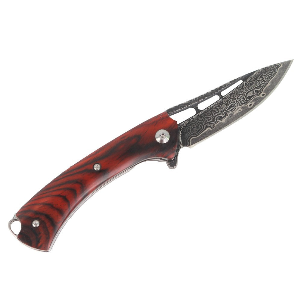 Cuchillo plegable de Damasco VG10 afilado Masalong kni300 con mango de madera de Dalbergia, coleccionable de primera calidad