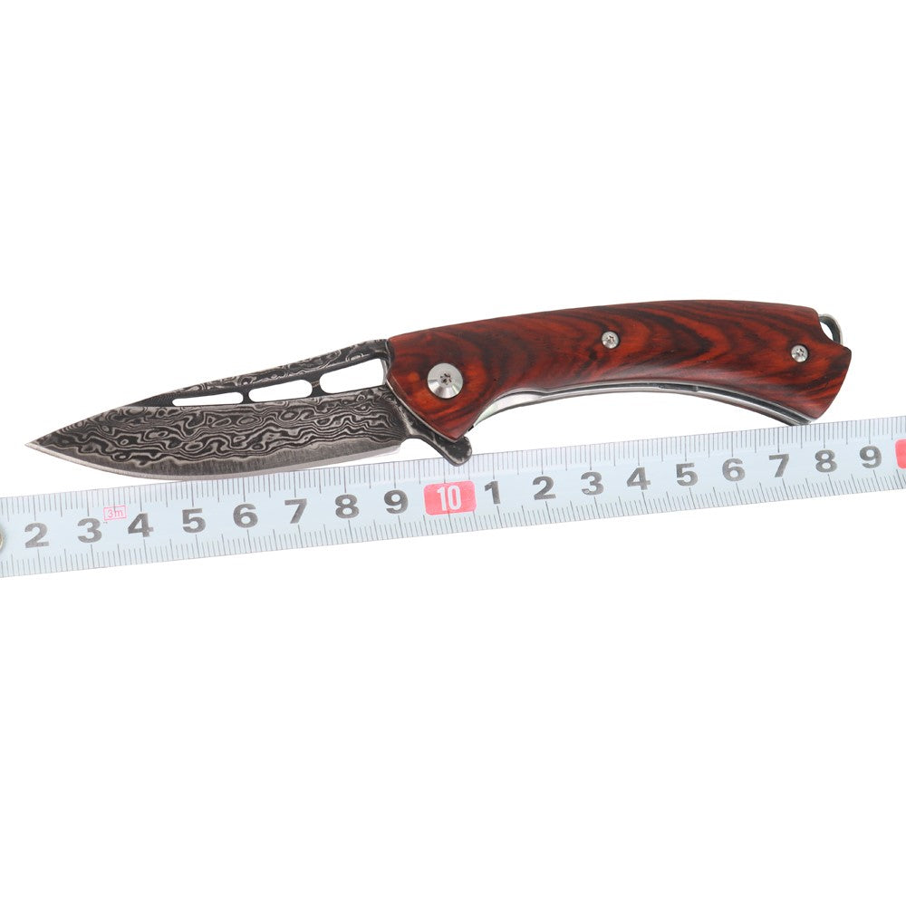 Cuchillo plegable de Damasco VG10 afilado Masalong kni300 con mango de madera de Dalbergia, coleccionable de primera calidad