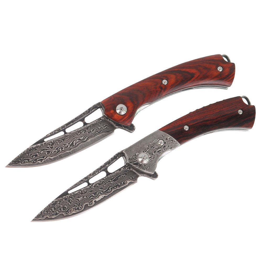 Cuchillo plegable de Damasco VG10 afilado Masalong kni300 con mango de madera de Dalbergia, coleccionable de primera calidad