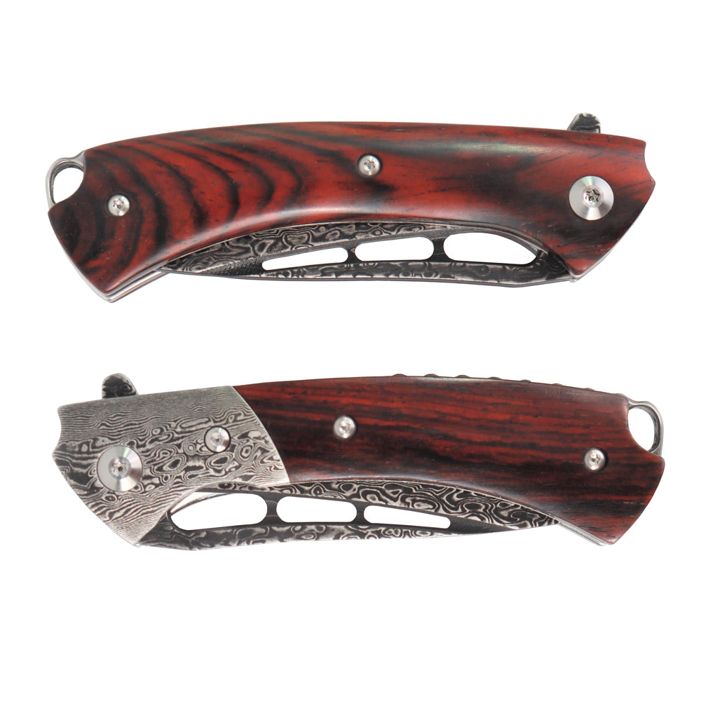 Cuchillo plegable de Damasco VG10 afilado Masalong kni300 con mango de madera de Dalbergia, coleccionable de primera calidad