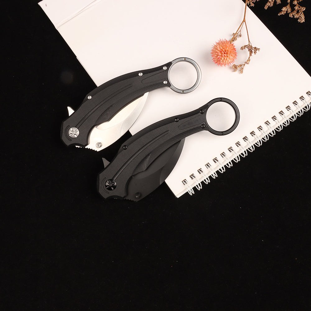 Cuchillo táctico de supervivencia de bolsillo plegable con garra de halcón Masalong kni250, hoja de acero D2, karambit