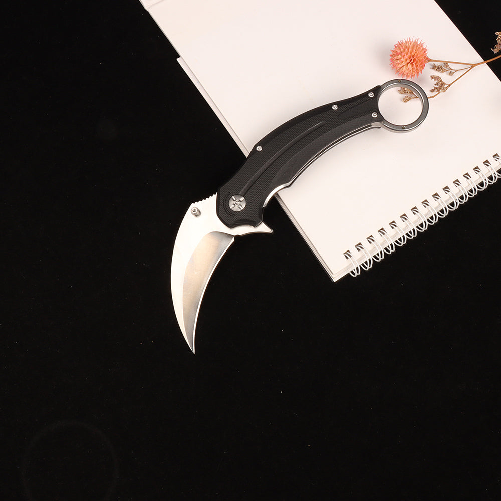 Cuchillo táctico de supervivencia de bolsillo plegable con garra de halcón Masalong kni250, hoja de acero D2, karambit