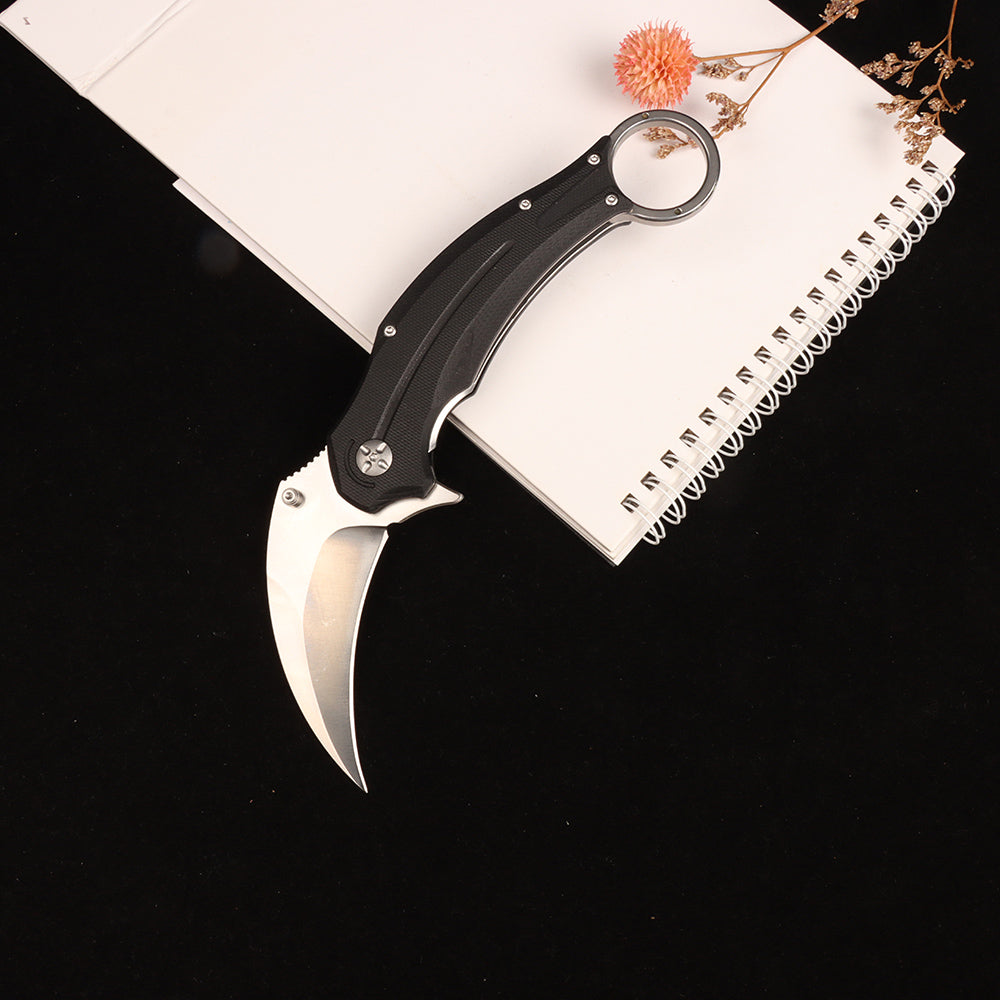 Cuchillo táctico de supervivencia de bolsillo plegable con garra de halcón Masalong kni250, hoja de acero D2, karambit