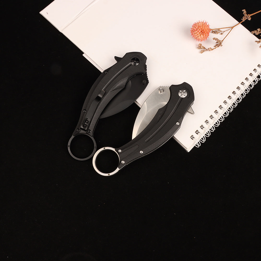 Cuchillo táctico de supervivencia de bolsillo plegable con garra de halcón Masalong kni250, hoja de acero D2, karambit