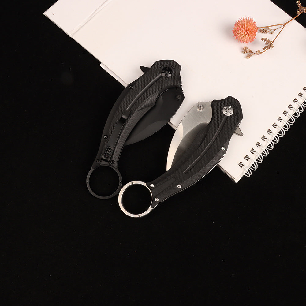 Cuchillo táctico de supervivencia de bolsillo plegable con garra de halcón Masalong kni250, hoja de acero D2, karambit