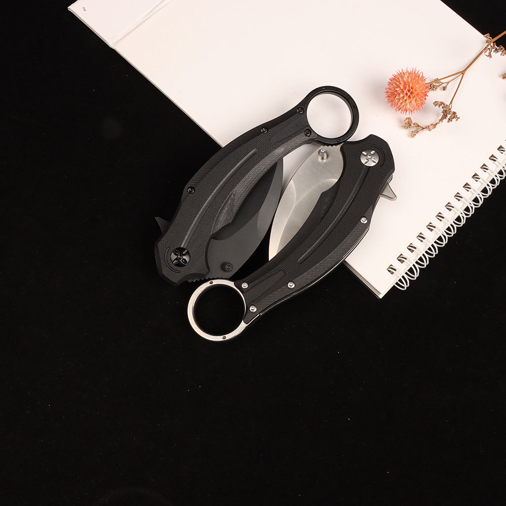 Cuchillo táctico de supervivencia de bolsillo plegable con garra de halcón Masalong kni250, hoja de acero D2, karambit