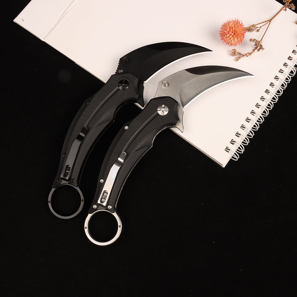 Cuchillo táctico de supervivencia de bolsillo plegable con garra de halcón Masalong kni250, hoja de acero D2, karambit