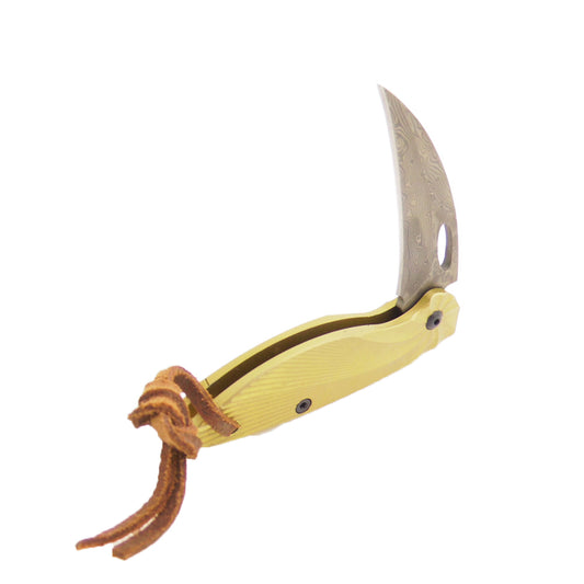 MASALONG Kni84 Damascus Blade Mini Folding Titanium Handle Never Rusty Steel Knife