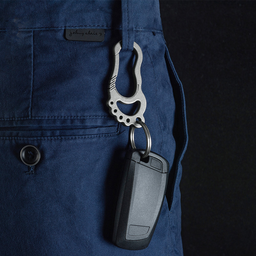 MASALONG MK01 Pegada de liga de titânio ultraleve, anéis de sola Quick Release Duty Key Chain Hook Titanium Keychain (zebra)