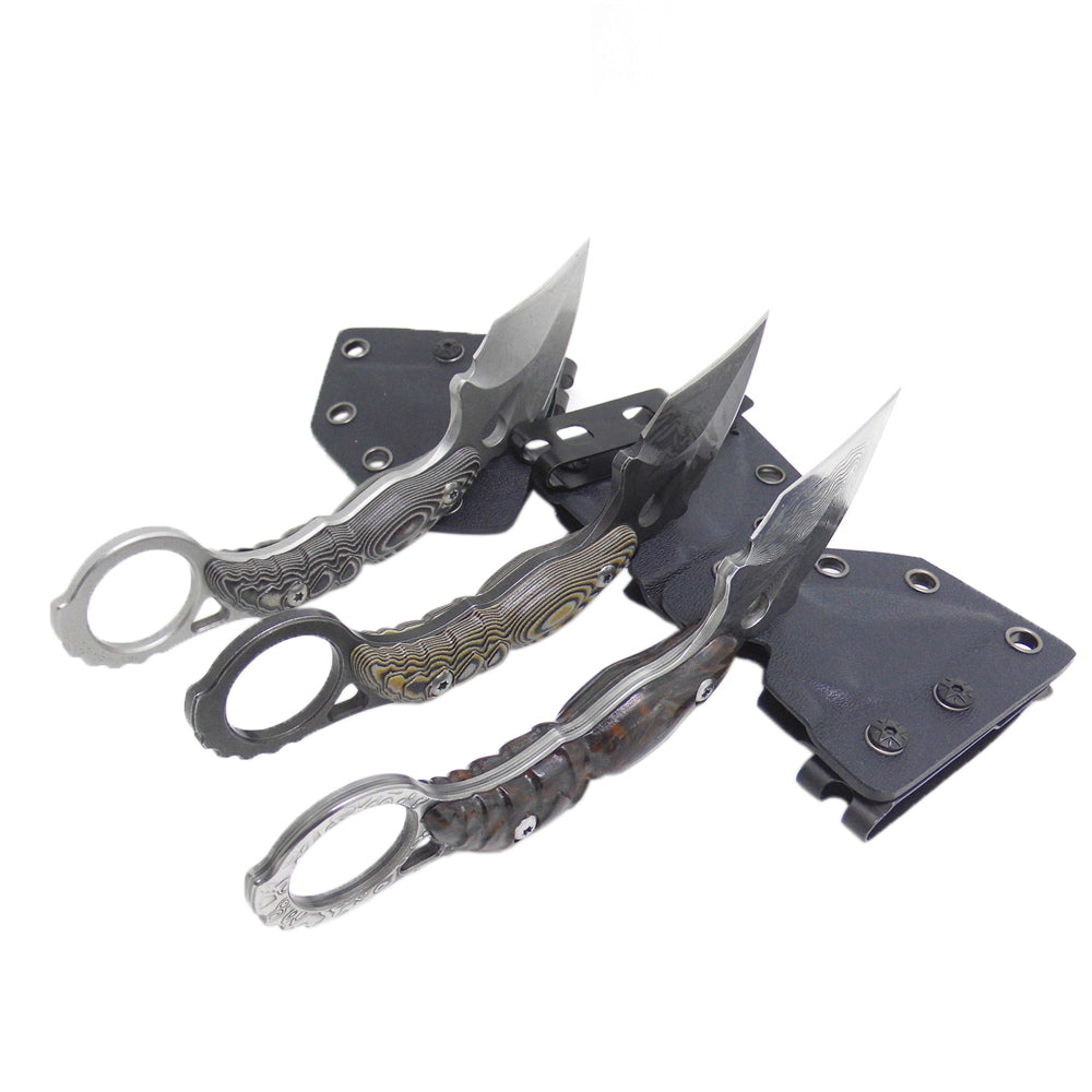 Kn Knifedamascus Steel Karambit Knife - Vg10 Blade, Carbon Fiber Handle,  Tactical Hunting