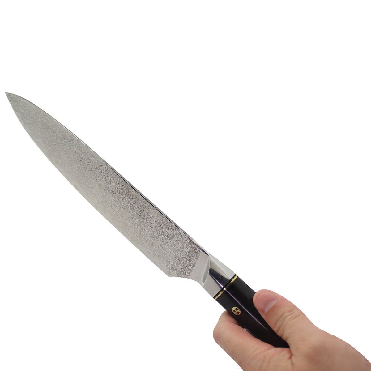 Cuchillo de cocina estándar de chef con mango de ébano de acero de Damasco de alta dureza de 13 pulgadas MASALONG (cocina 15)