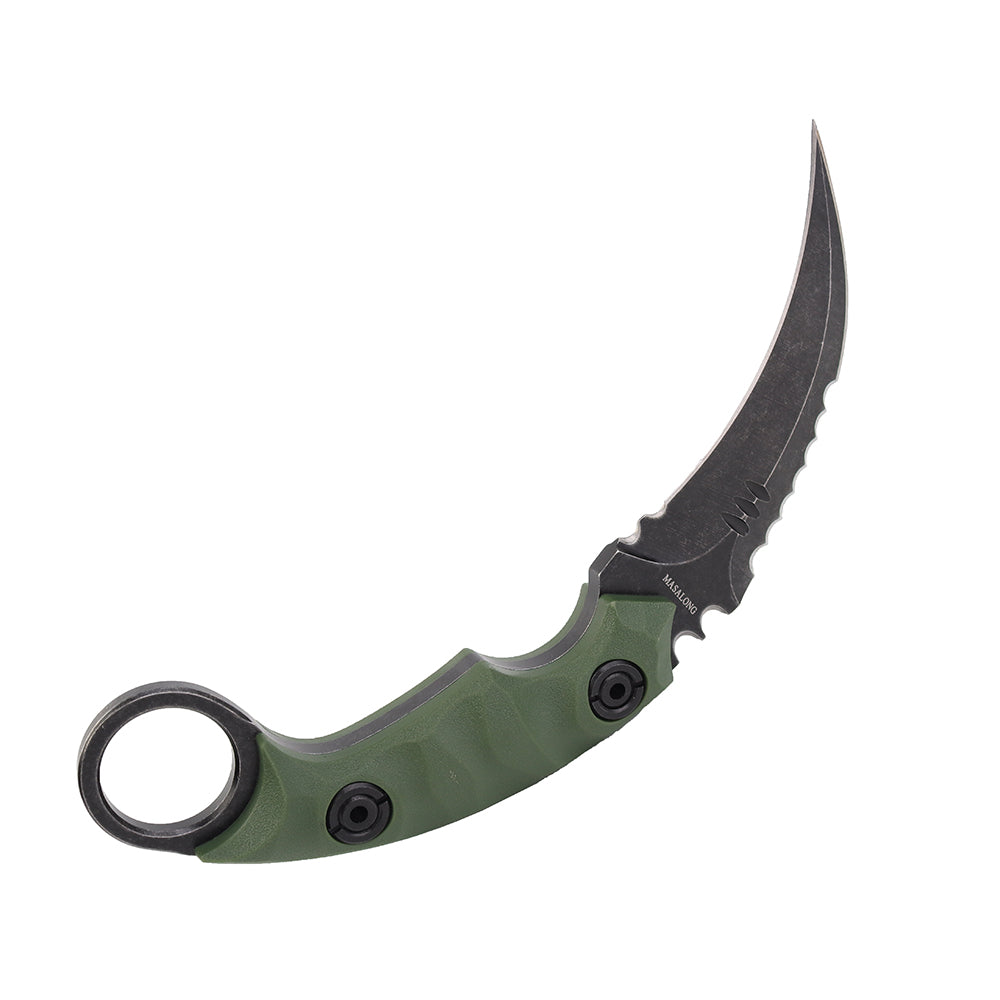 MASALONG Kni104 Cuchillo de cazador táctico Karambit con mango de combate de garra de muy buen equilibrio