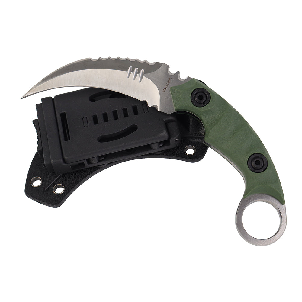 MASALONG Kni104 Cuchillo de cazador táctico Karambit con mango de combate de garra de muy buen equilibrio