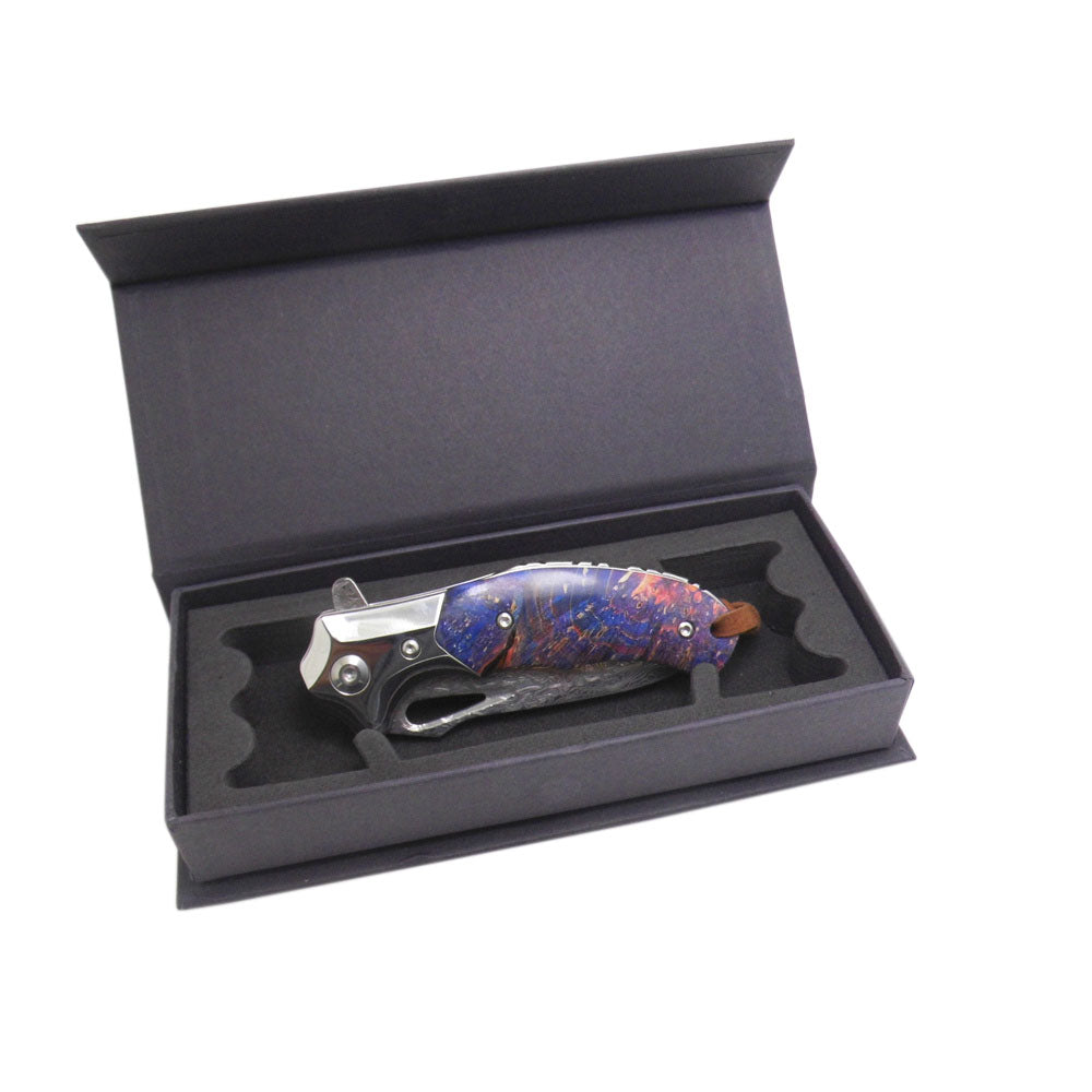 Navaja plegable de bolsillo MASALONG Kni157 Flamingo Forged Damascus VG10 de acero afilado con rodamiento de apertura rápida
