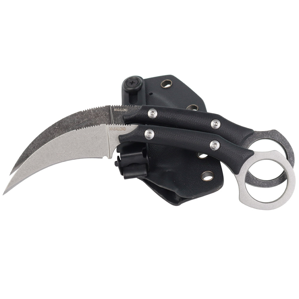 MASALONG kni224 Cuchillo táctico pequeño mini karambit con garra fija y curva