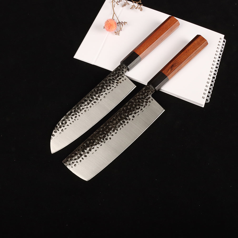 Juego de cuchillos de chef martillados Masalong de 8 pulgadas Kni240 8Cr18Mov Cuchillo de cocina extremadamente afilado