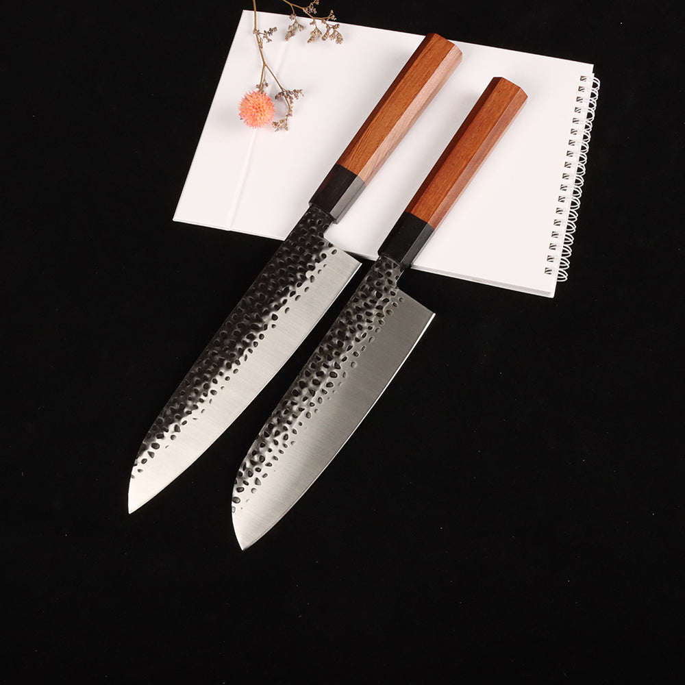 Juego de cuchillos de chef martillados Masalong de 8 pulgadas Kni240 8Cr18Mov Cuchillo de cocina extremadamente afilado