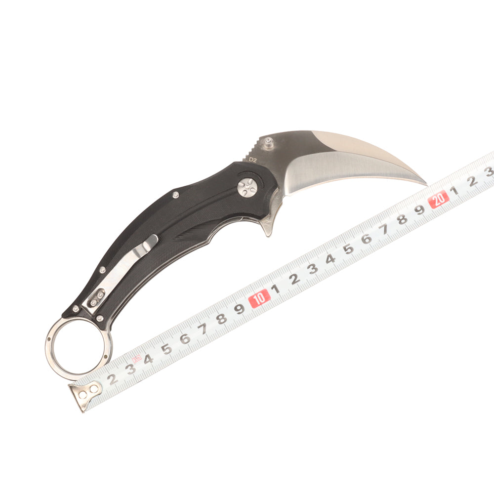 Cuchillo táctico de supervivencia de bolsillo plegable con garra de halcón Masalong kni250, hoja de acero D2, karambit