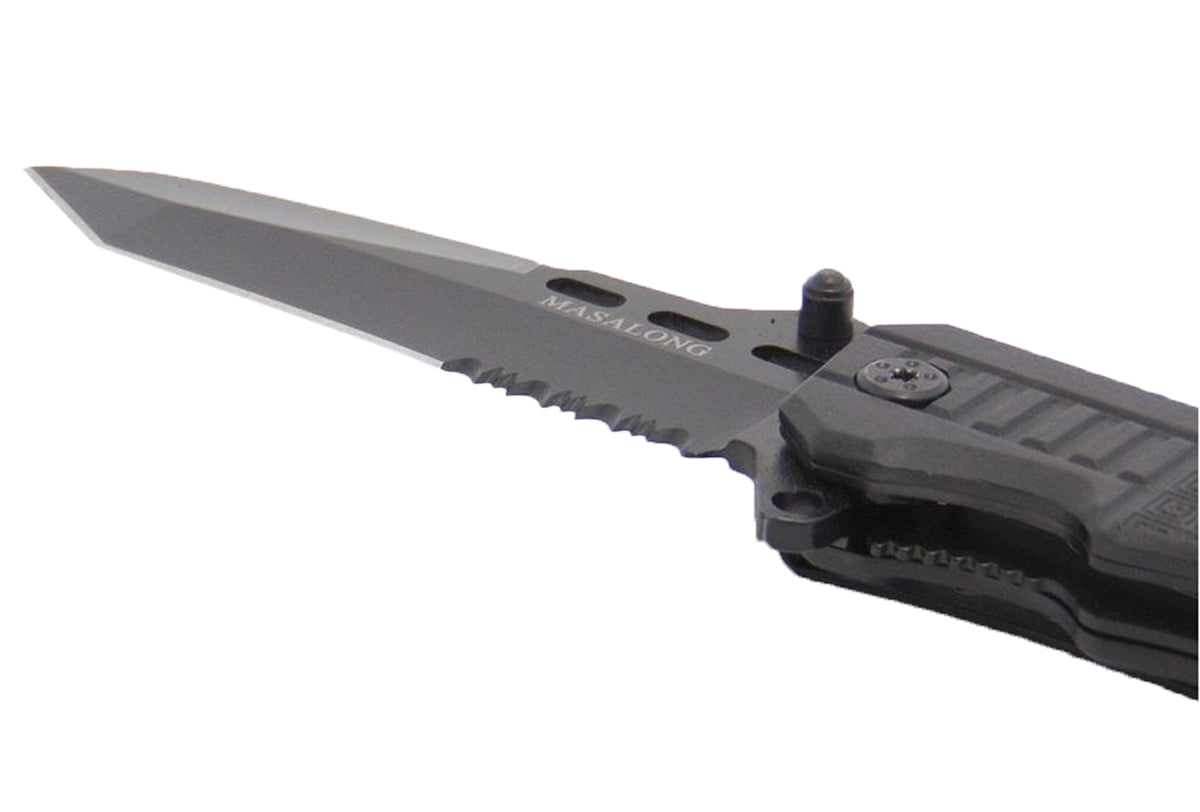 MASALONG Kni29 Hunting Survival Outdoor Folding Tactical Rescue Pocket Knife Saw Glass Chisel