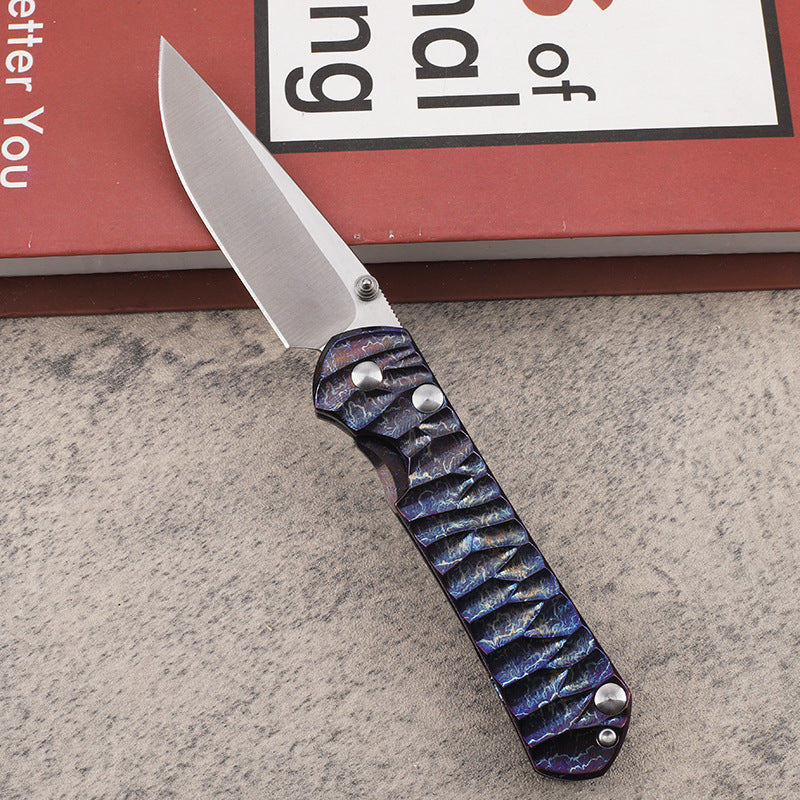 MASALONG Damascus & VG10 Steel Folding Pocket Small Knife - Titanium Handle EDC Kni-fd-023
