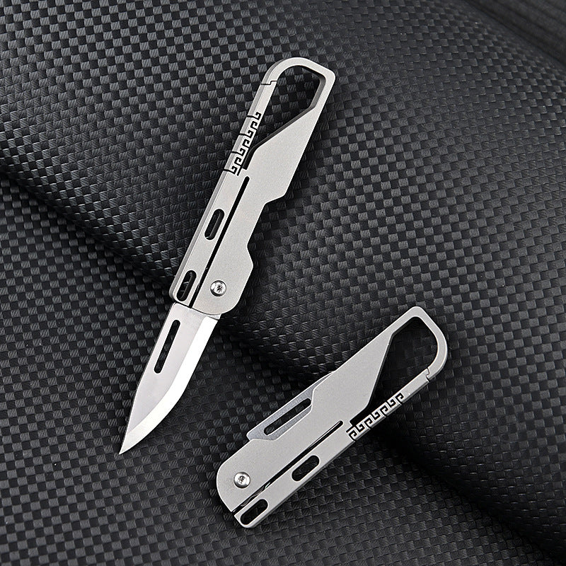 MASALONG MA-TY-015 Multi functional titanium alloy keychain mini knife with high hardness D2 steel folding knife, sharp for unboxing and unpacking, express delivery knife