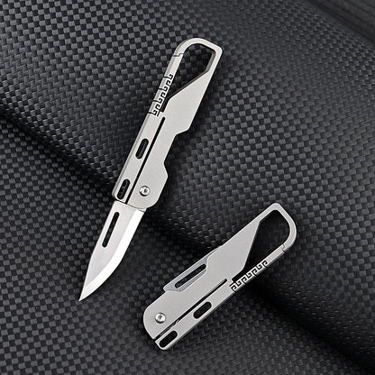 MASALONG MA-TY-015 Multi functional titanium alloy keychain mini knife with high hardness D2 steel folding knife, sharp for unboxing and unpacking, express delivery knife