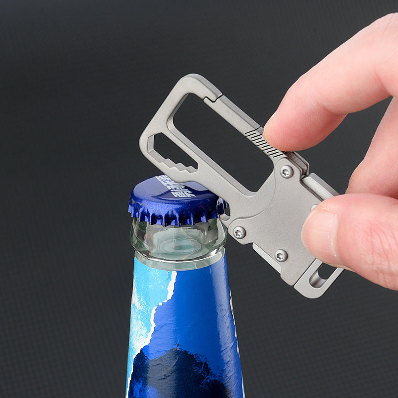 MASALONG MA-TY-042 Chaveiro de carro de liga de titânio multifuncional, chaveiro minimalista para pendurar na cintura masculina, ferramenta de combinação portátil, faca de desempacotamento