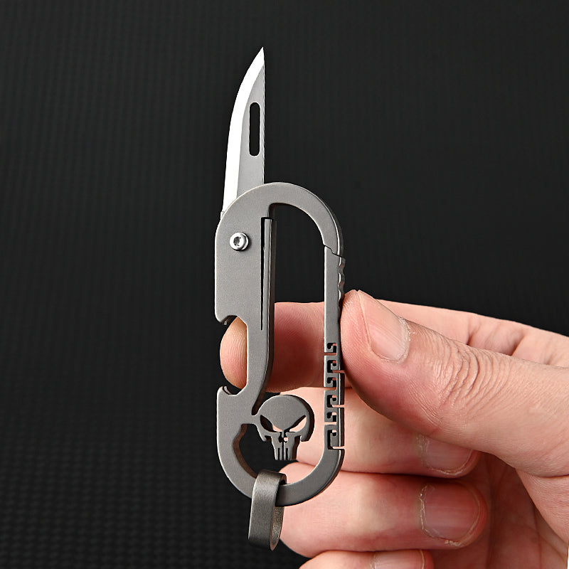 MASALONG MA-TY-031 Cuchillo plegable portátil multifuncional para colgar en la cintura con llavero de aleación de titanio para autodefensa, apertura y desembalaje afilados, cuchillo de entrega exprés