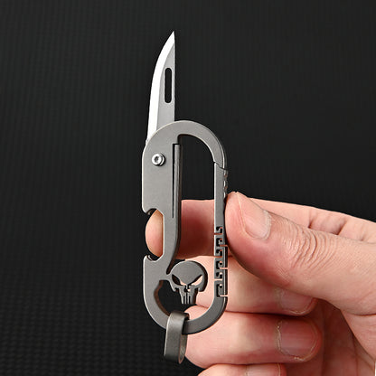 MASALONG MA-TY-031 Cuchillo plegable portátil multifuncional para colgar en la cintura con llavero de aleación de titanio para autodefensa, apertura y desembalaje afilados, cuchillo de entrega exprés