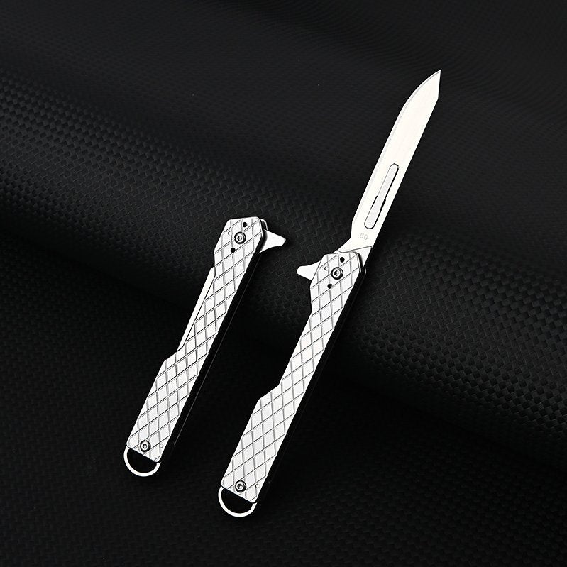 MASALONG MA-TY-052 Cuchillo de arte de 60 hojas, cuchilla para cortar papel, cuchillo plegable de acero inoxidable afilado, cuchilla reemplazable, llavero portátil, cuchillo de desempaquetado