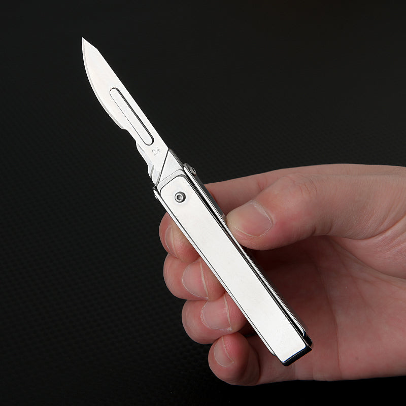 MASALONG MA-TY-035 Cuchillo plegable creativo para arte, cuchillo afilado para cortar papel, cuchillo portátil para abrir cajas, cuchillo pequeño exprés, cuchilla quirúrgica de acero inoxidable reemplazable