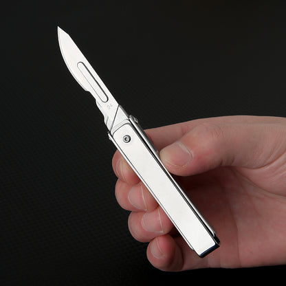 MASALONG MA-TY-035 Cuchillo plegable creativo para arte, cuchillo afilado para cortar papel, cuchillo portátil para abrir cajas, cuchillo pequeño exprés, cuchilla quirúrgica de acero inoxidable reemplazable