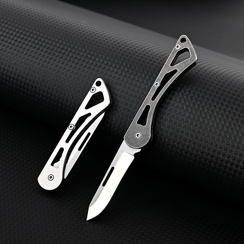 MASALONG MA-TY-033 Mini faca dobrável de aço inoxidável, faca portátil afiada para atividades ao ar livre, faca de frutas de autodefesa, chaveiro portátil, desempacotamento, faca de entrega expressa