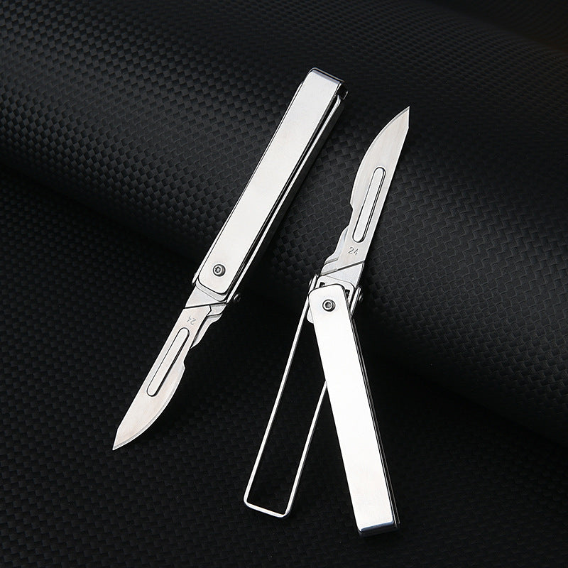 MASALONG MA-TY-035 Cuchillo plegable creativo para arte, cuchillo afilado para cortar papel, cuchillo portátil para abrir cajas, cuchillo pequeño exprés, cuchilla quirúrgica de acero inoxidable reemplazable