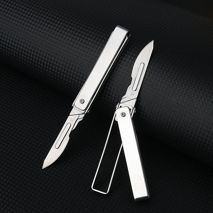 MASALONG MA-TY-035 Cuchillo plegable creativo para arte, cuchillo afilado para cortar papel, cuchillo portátil para abrir cajas, cuchillo pequeño exprés, cuchilla quirúrgica de acero inoxidable reemplazable