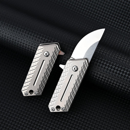 MASALONG MA-TY-074 Mini faca dobrável de liga de titânio, faca de aço D2 afiada e de alta dureza para uso externo, autoproteção, desmontagem de chaveiro portátil, faca expressa