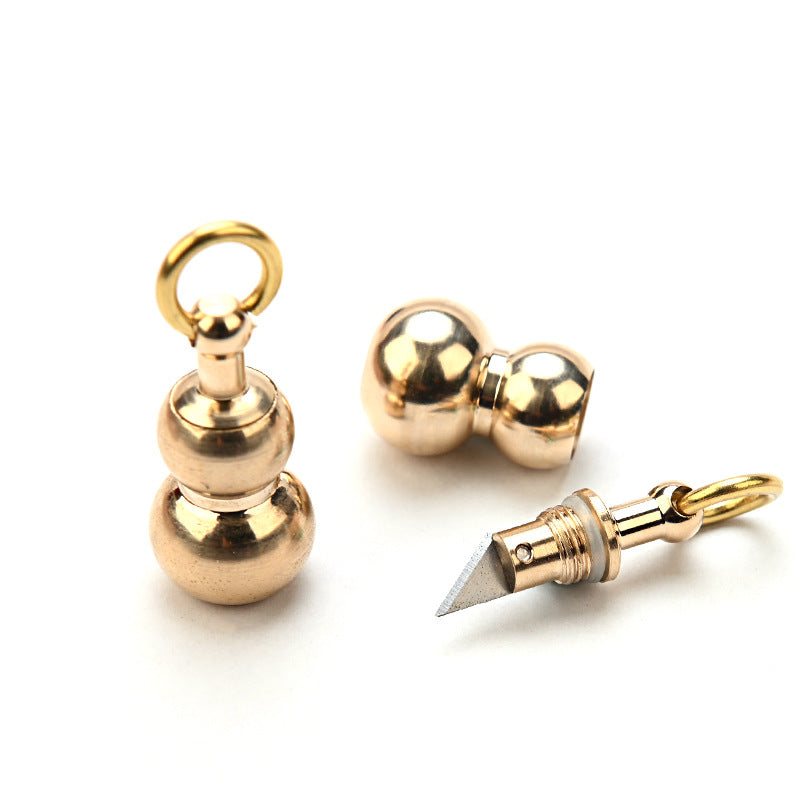 MASALONG MA-TY-071 Creative Hulu Knife, Brass Mini Knife, Sharp Keychain Pendant, Portable Disassembly, Express Delivery, Box Opening Knife, Pocket