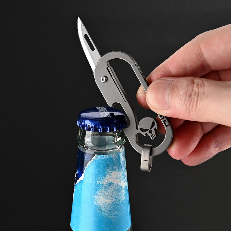 MASALONG MA-TY-031 Cuchillo plegable portátil multifuncional para colgar en la cintura con llavero de aleación de titanio para autodefensa, apertura y desembalaje afilados, cuchillo de entrega exprés