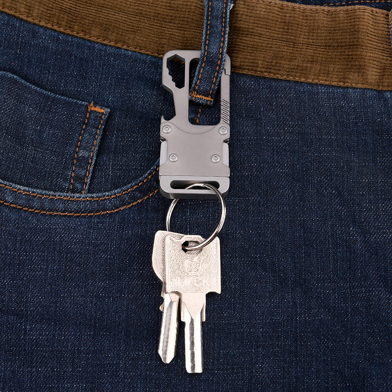 MASALONG MA-TY-042 Chaveiro de carro de liga de titânio multifuncional, chaveiro minimalista para pendurar na cintura masculina, ferramenta de combinação portátil, faca de desempacotamento