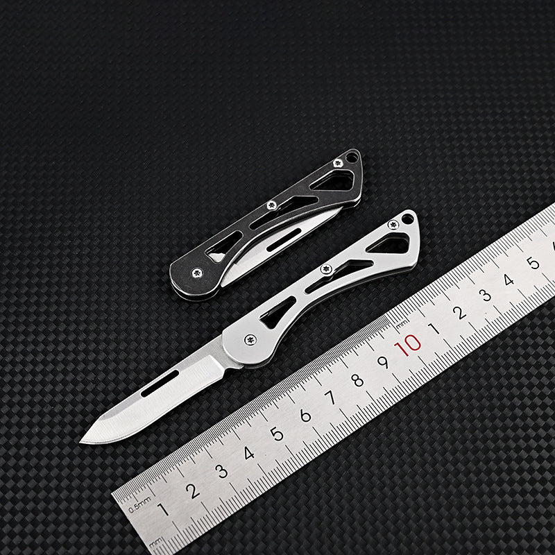 MASALONG MA-TY-033 Mini faca dobrável de aço inoxidável, faca portátil afiada para atividades ao ar livre, faca de frutas de autodefesa, chaveiro portátil, desempacotamento, faca de entrega expressa