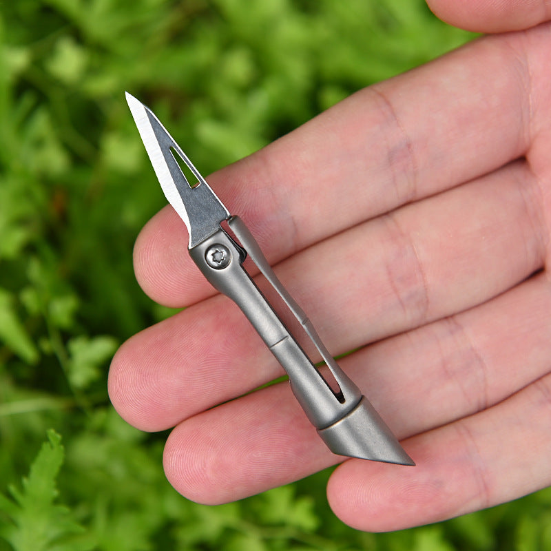 MASALONG MA-TY-060 Cuchillo de unión de bambú de aleación de titanio mini cuchillo plegable EDC portátil llavero colgante desmontaje caja exprés apertura cuchillo afilado
