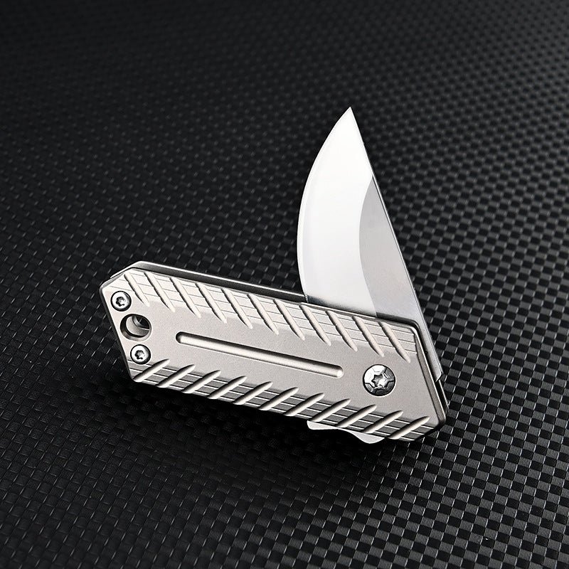 MASALONG MA-TY-074 Mini cuchillo plegable de aleación de titanio, cuchillo para exteriores de acero D2 afilado y de alta dureza, autoprotección, desmontaje de llavero portátil, cuchillo exprés