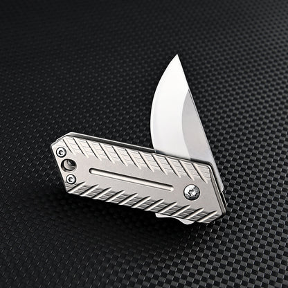 MASALONG MA-TY-074 Mini cuchillo plegable de aleación de titanio, cuchillo para exteriores de acero D2 afilado y de alta dureza, autoprotección, desmontaje de llavero portátil, cuchillo exprés