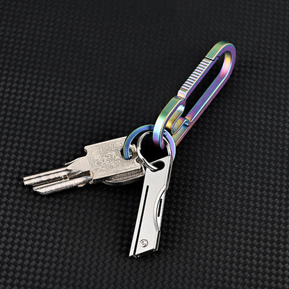 MASALONG MA-TY-007 Mini faca dobrável de liga de titânio, faca pequena afiada de aço D2 de alta dureza, chaveiro portátil, peças para pendurar, desembalar, entrega expressa e desembalar faca pequena