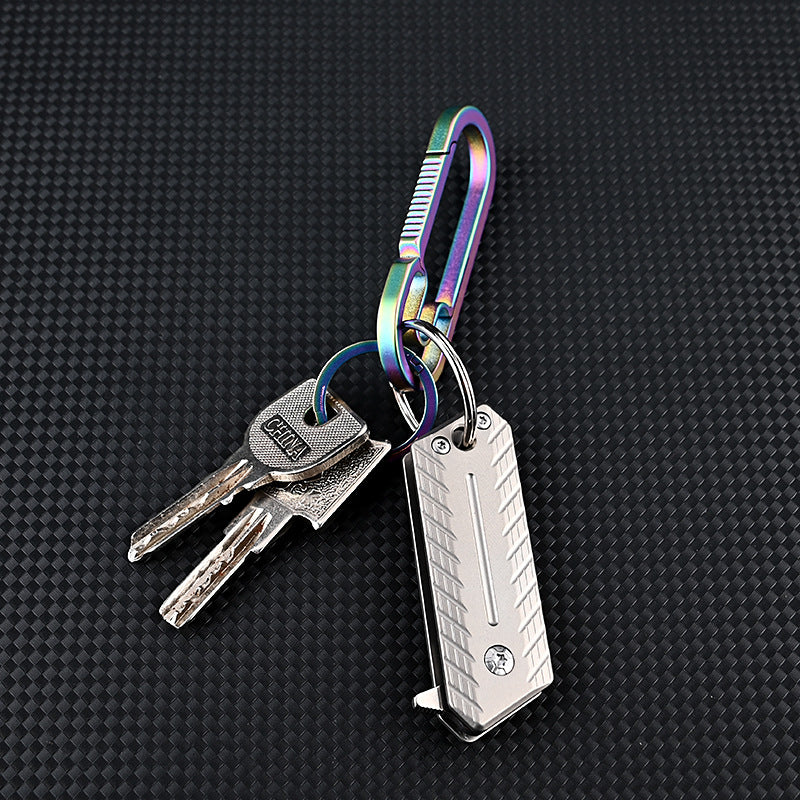 MASALONG MA-TY-074 Mini cuchillo plegable de aleación de titanio, cuchillo para exteriores de acero D2 afilado y de alta dureza, autoprotección, desmontaje de llavero portátil, cuchillo exprés