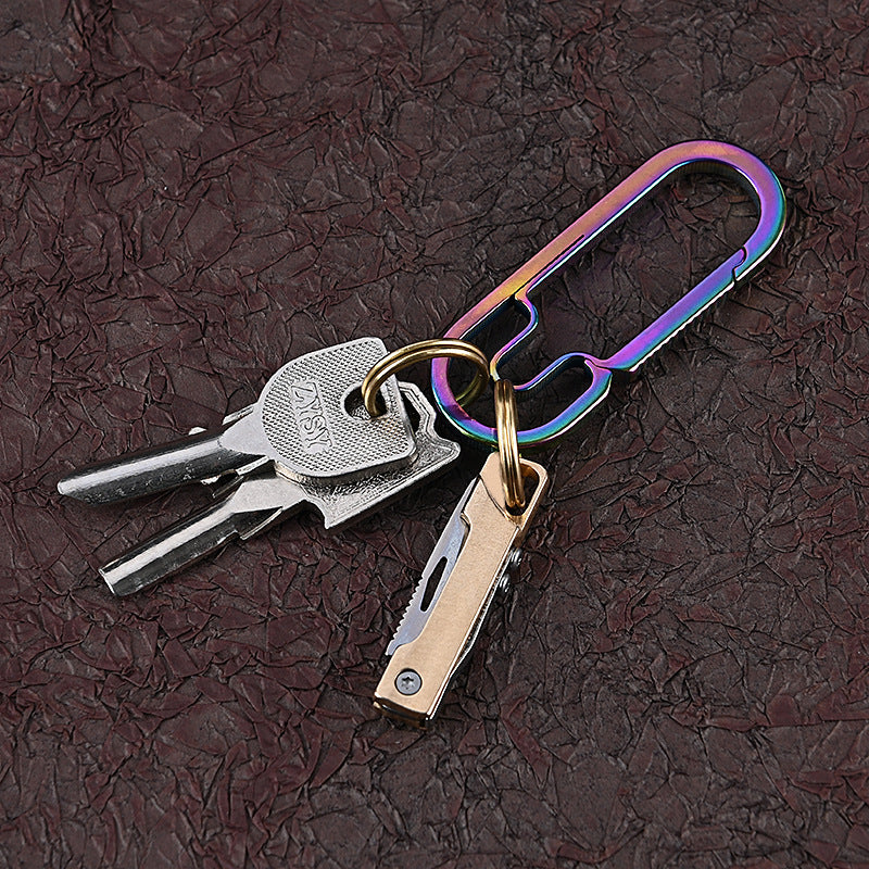 MASALONG MA-TY-009 Mini faca dobrável de latão afiada, portátil, rápida de remover, porta-chaves para faca de entrega, portátil, de bolso, faca de caixa aberta, autodefesa