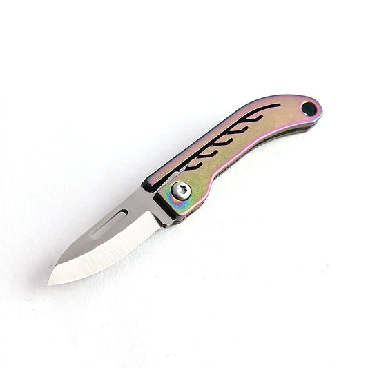 MASALONG MA-TY-048 Mini cuchillo plegable de aleación de titanio Llavero portátil con acero D2 de alta dureza Cuchillo afilado Cuchillo de entrega portátil y sin embalaje