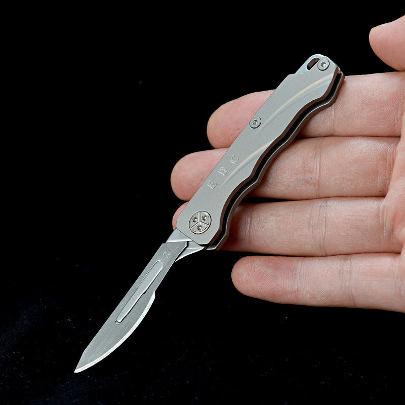 MASALONG MA-TY-056 Titanium alloy folding knife with sharp detachable express delivery knife, art knife, carving knife, mini keychain unboxing knife