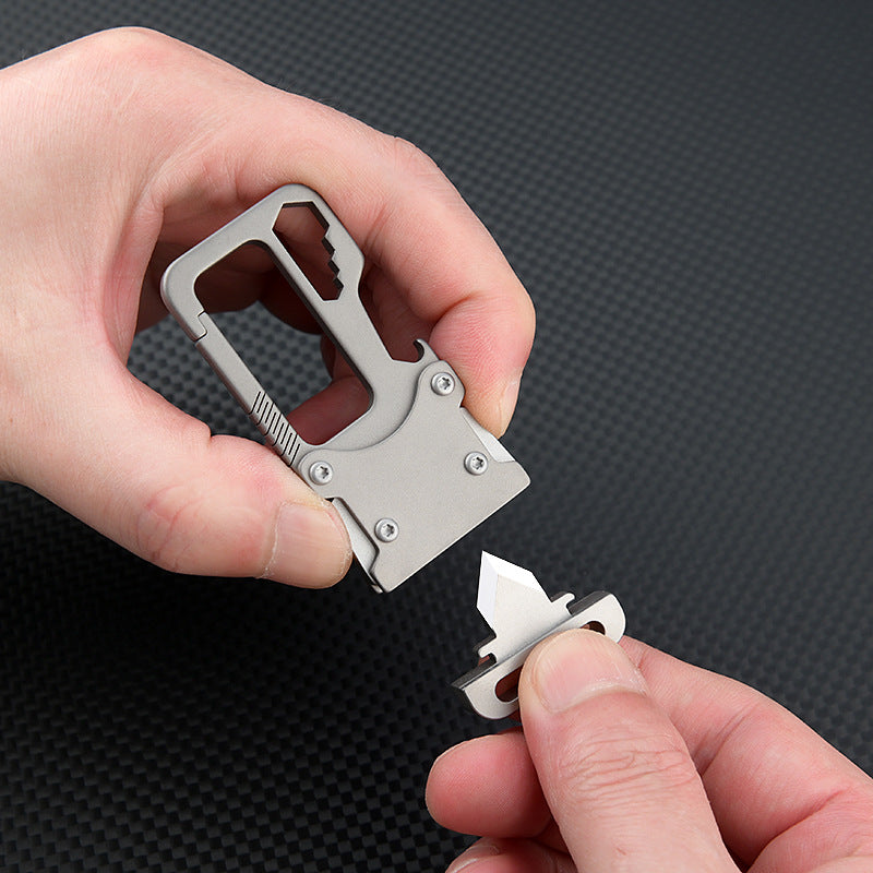 MASALONG MA-TY-042 Chaveiro de carro de liga de titânio multifuncional, chaveiro minimalista para pendurar na cintura masculina, ferramenta de combinação portátil, faca de desempacotamento